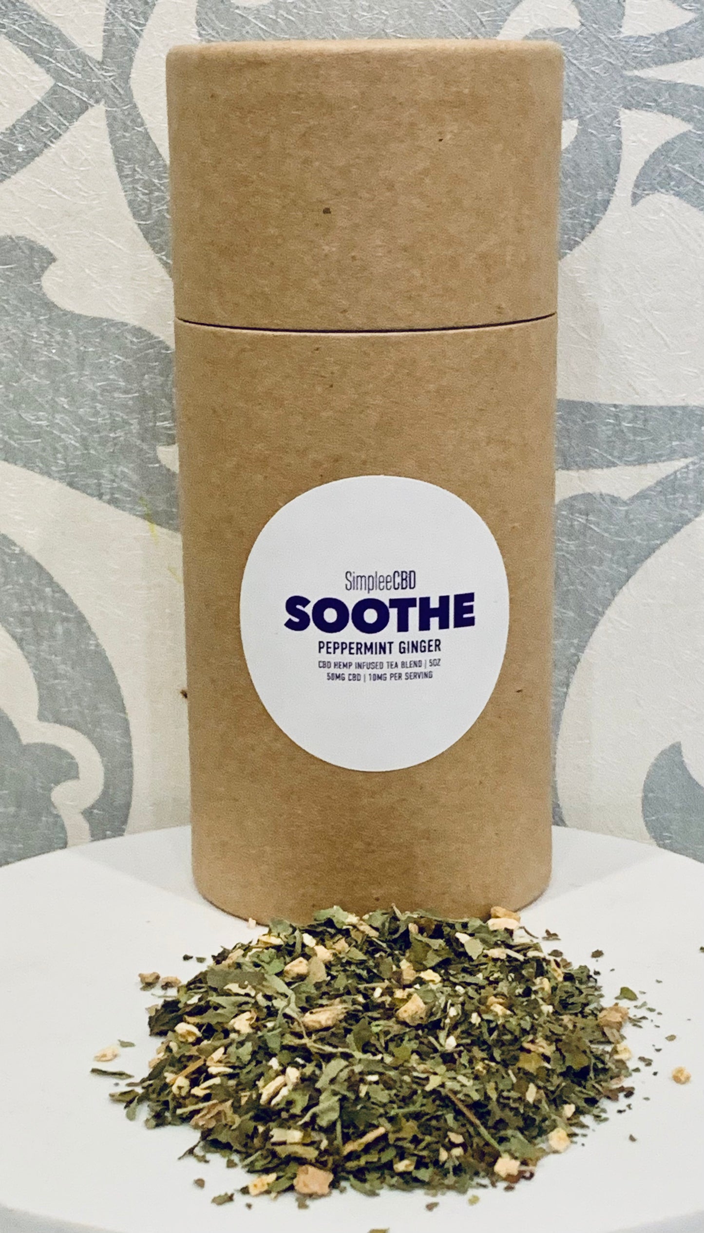 SimpleeCBD: SOOTHE Peppermint Ginger Infused Herbal Teas - 5oz